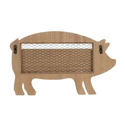 Angle. BreeBe - Folding Chicken Wire & Wood Pig Shelf - Brown.