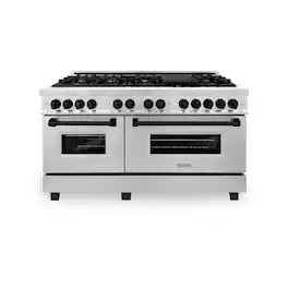 ZLINE - Autograph 60" Legacy Dual Fuel Range w/ 9 Burners & Matte Black Accents (RAZ-60-MB) - Multicolor