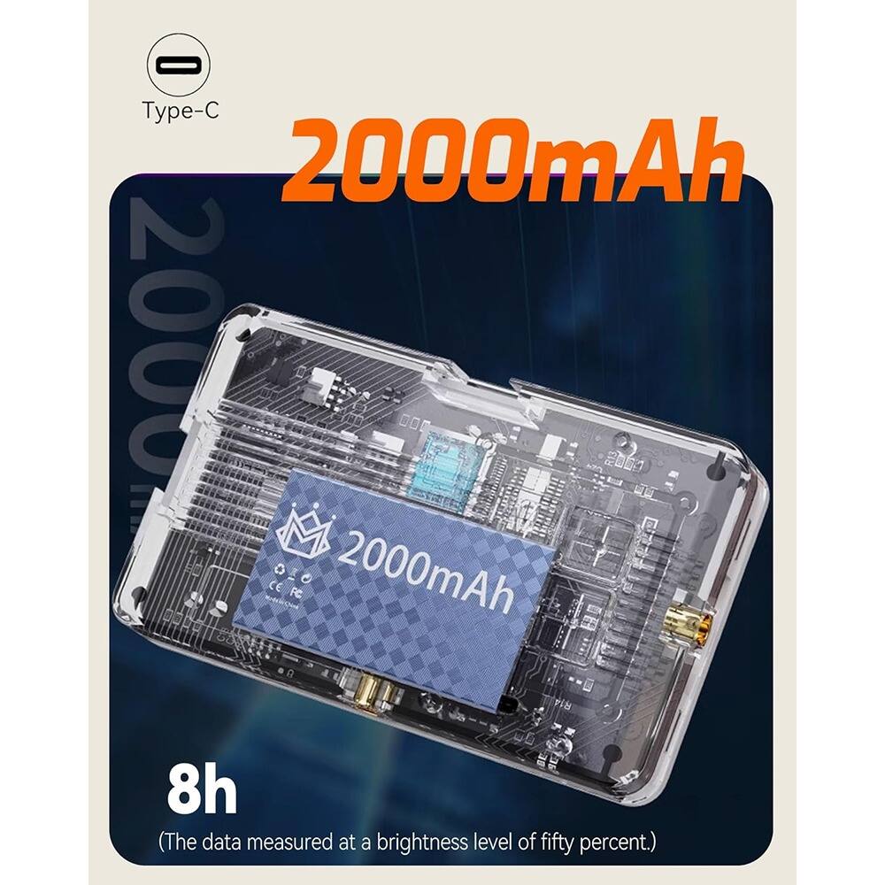 Type-C  
2000mAh  
8h  
(The data measured at a brightness level of fifty percent.)