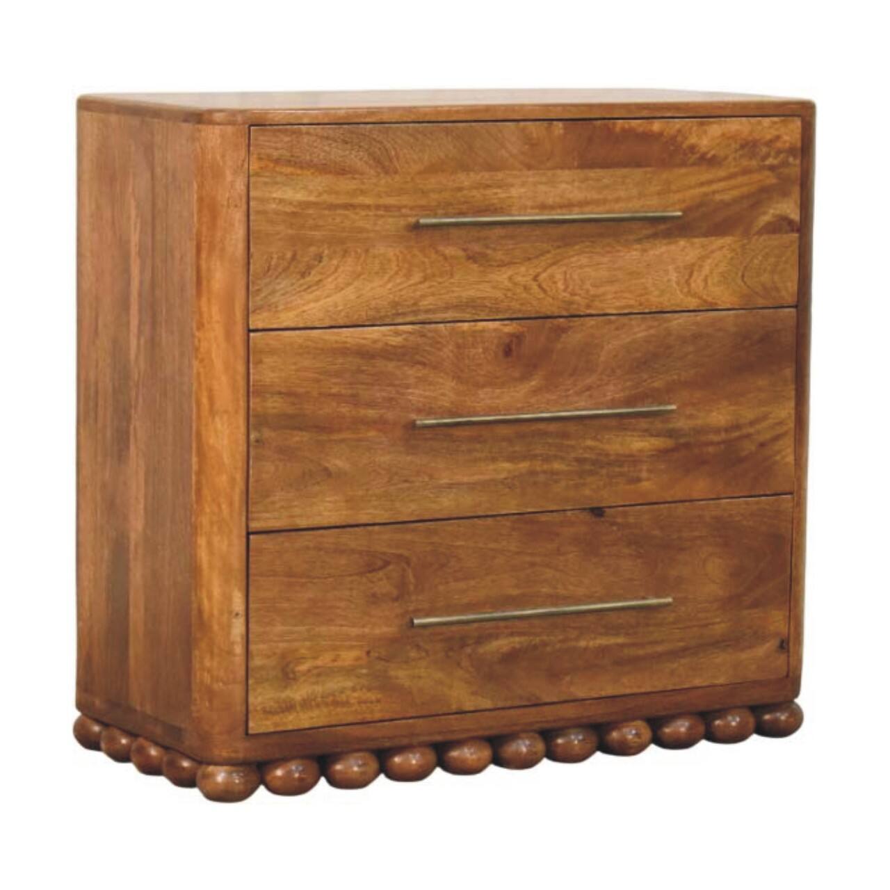 Left. Artisan Furniture - Artisan Furniture Solid Wood Bola Three Drawer Chest, Brown - Brown.