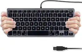 Macally - Small USB Wired Keyboard for Mac and Windows - 78 Scissor Keys, 13 Shortcut Apple Keyboard - Space Gray