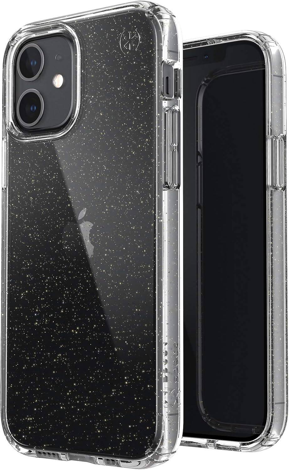 Back. Speck - Speck Presidio Perfect-Clear Glitter Case - iPhone 12/12 Pro - Clear Glitter.
