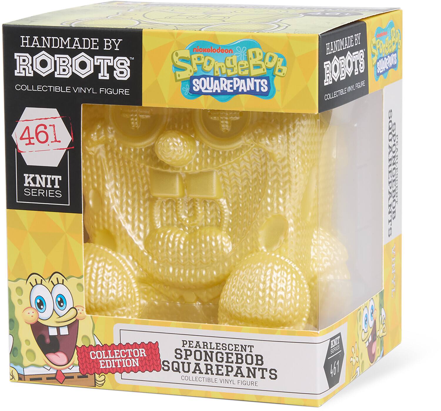 HANDMADE BY ROBOTS  
COLLECTIBLE VINYL FIGURE  
SpongeBob SQUAREPANTS  
461  
KNIT SERIES  
PEARLESCENT SPONGEBOB SQUAREPANTS  
COLLECTOR EDITION  
VINYL FIGURE