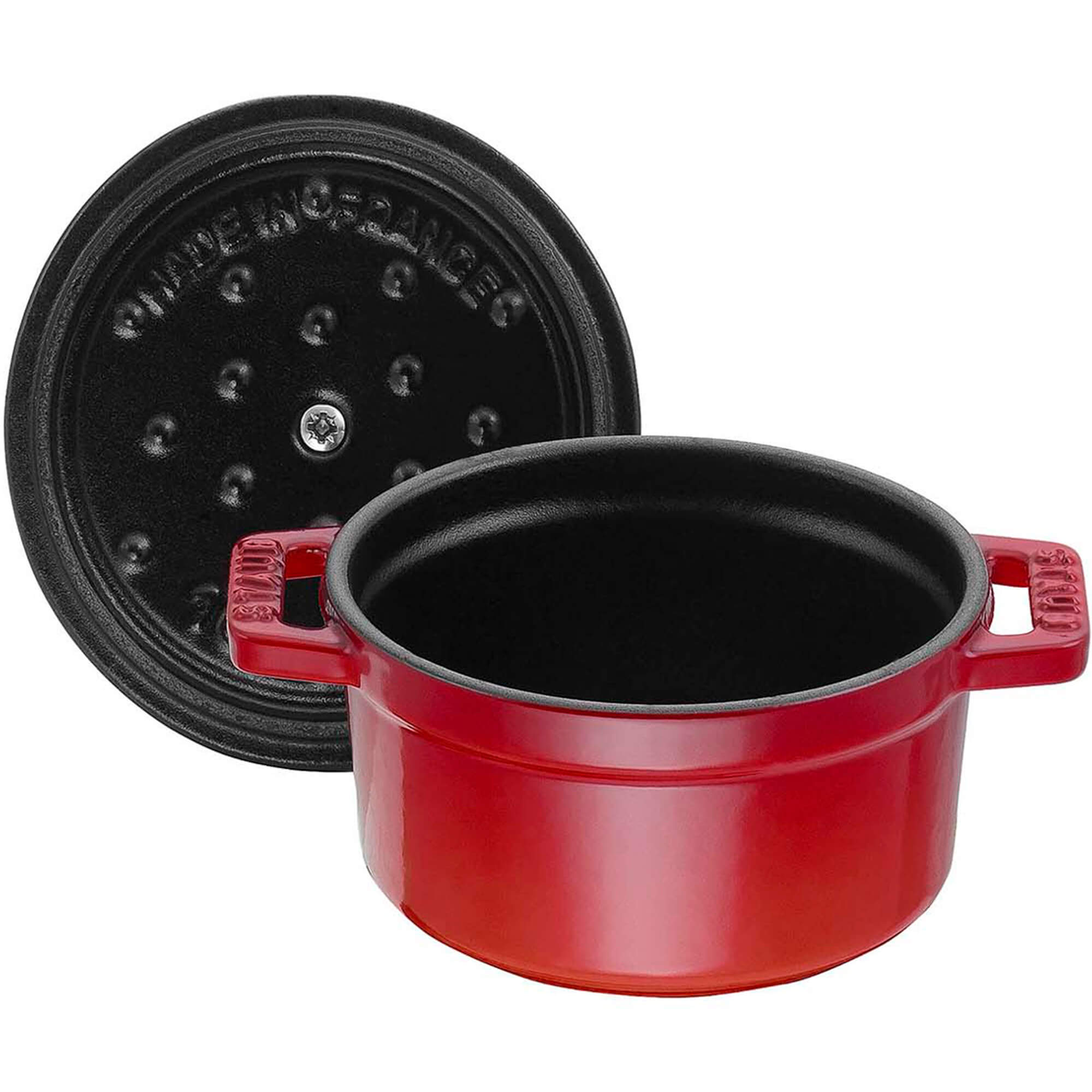 Staub - Cast Iron Mini Round Cocotte, Dutch Oven, 0.25-quart, serves 1, Made in France - Cherry - Thumbnail 2