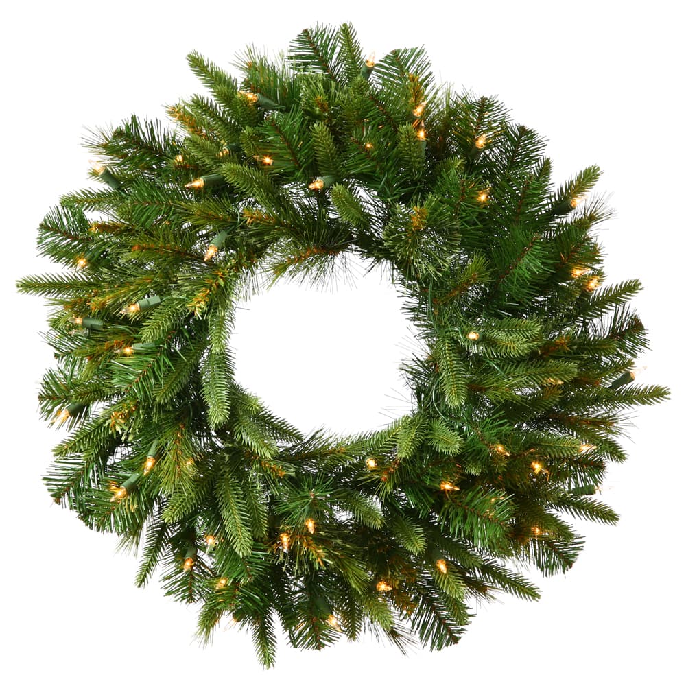 Vickerman - 30" Cashmere Wreath 30WmWht Battery Operated Timer - Green