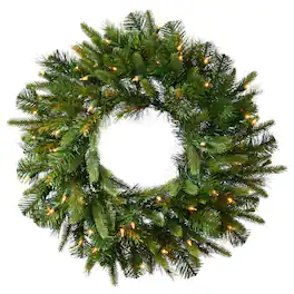 Vickerman - 30" Cashmere Wreath 30WmWht Battery Operated Timer - Green