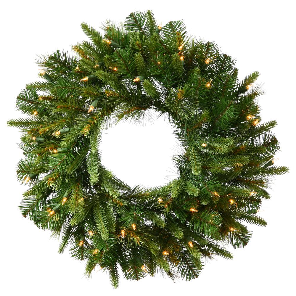 Front. Vickerman - Vickerman 48" Cashmere Wreath LED 200WW - Green.
