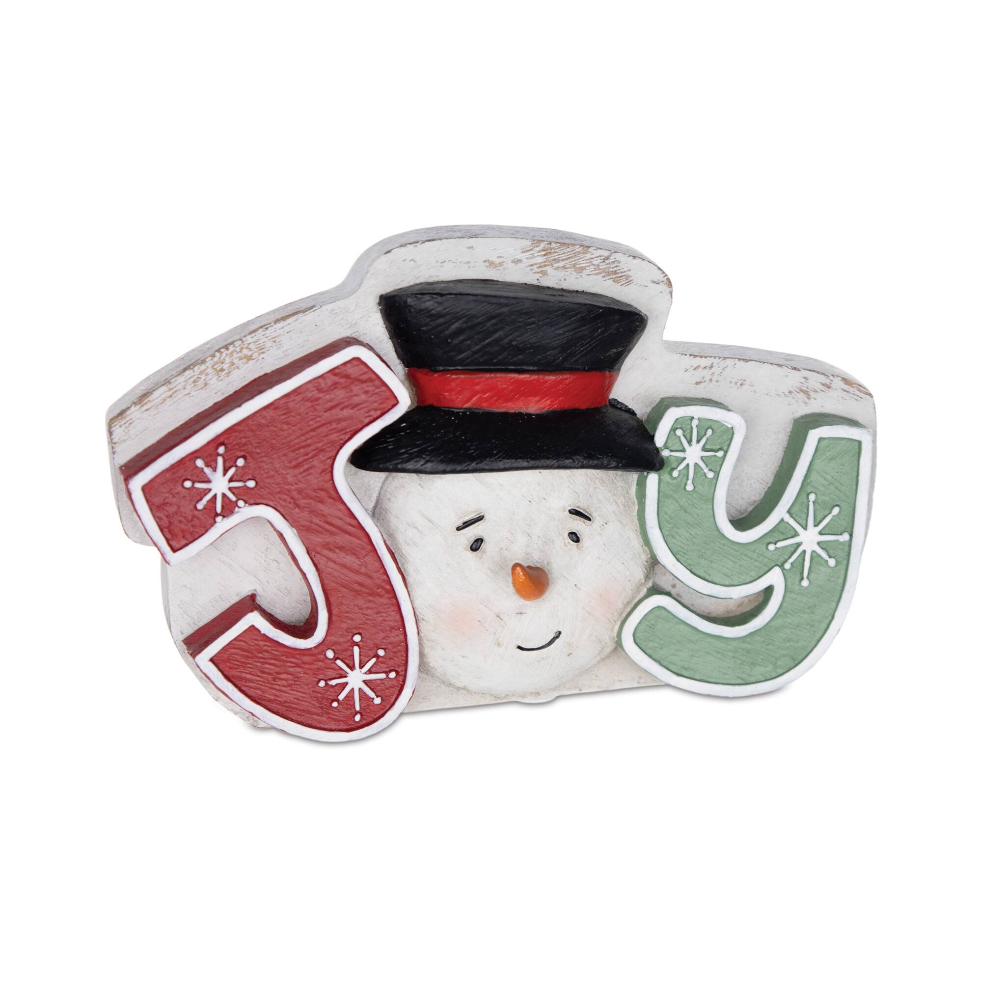 Back. BreeBe - Snowman Noel Joy Snow Tabletop Sign (Set of 3) - Blue, Green.