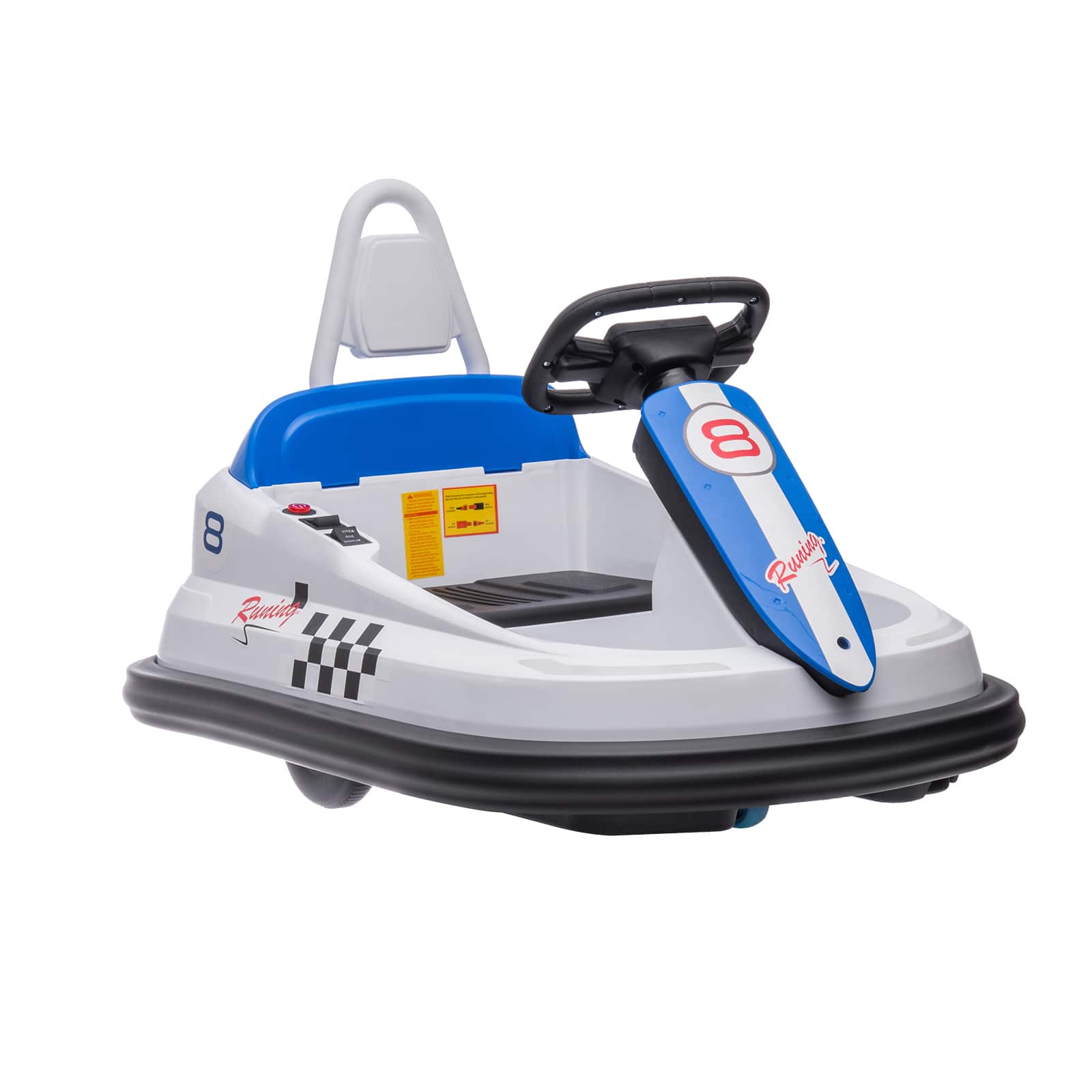 Maxxis Merch - 6V Toddler Bumper Car 360 Spin 2 Speeds Lights Music Safety Belt Ages 3-6 - White