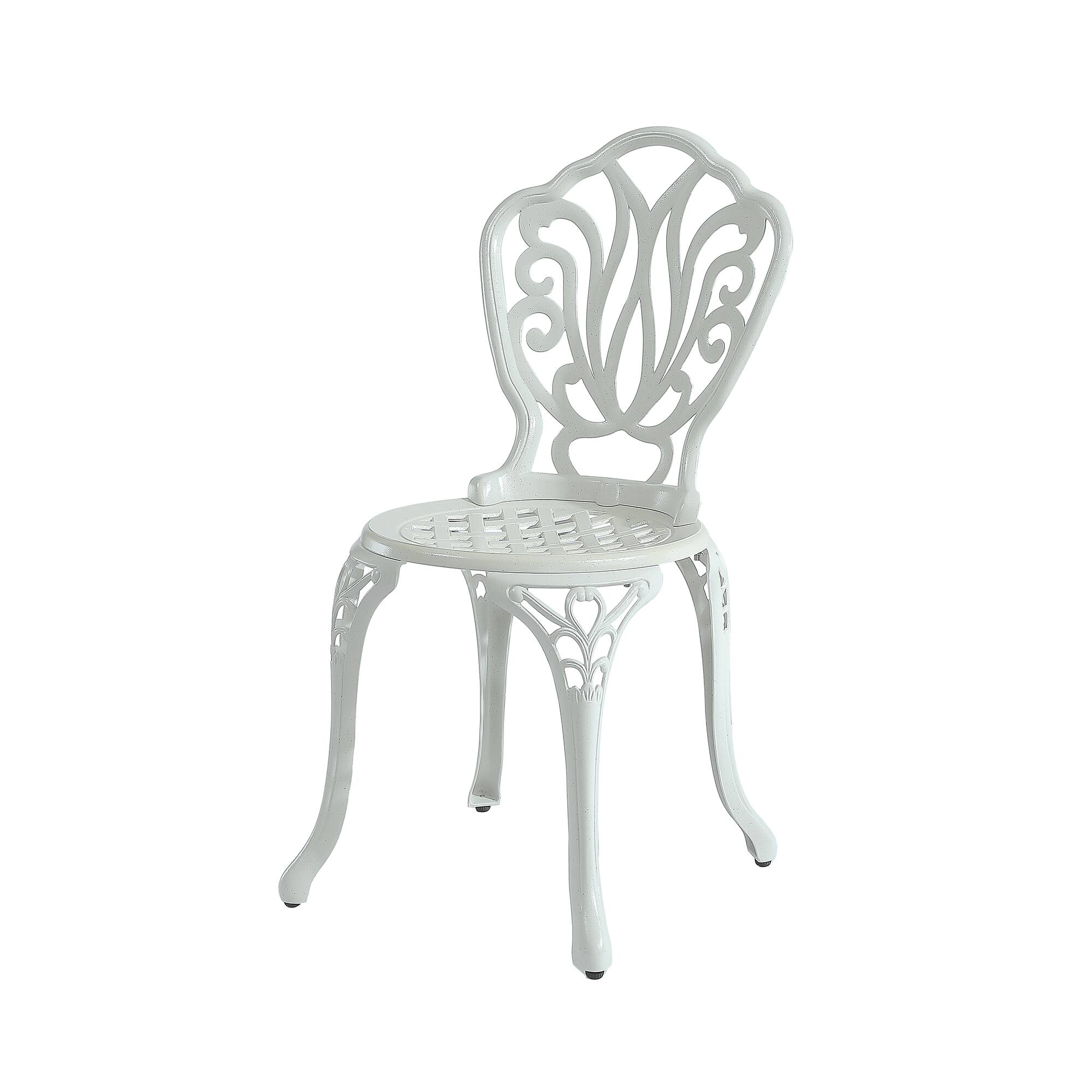Front. Mondawe - 2-Piece Cast Aluminum Bistro Chairs - White.