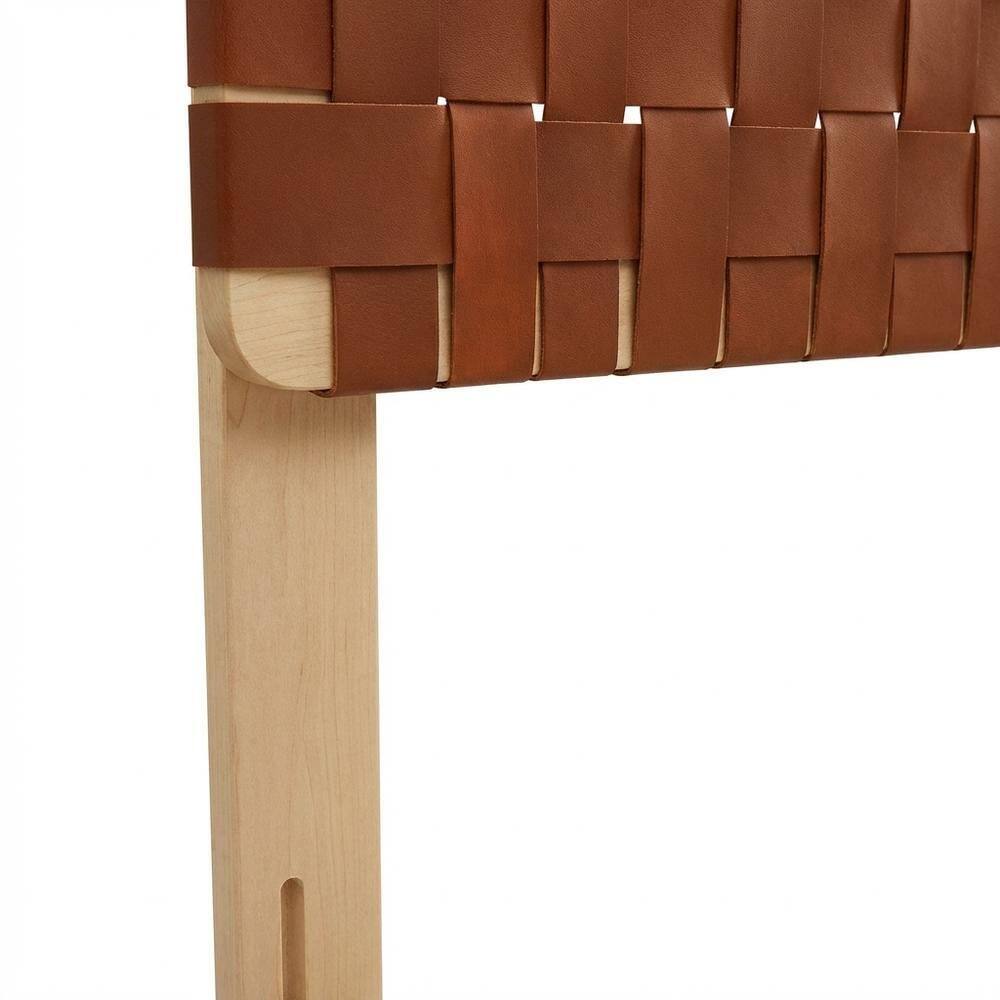 Alt View 1. FurniFact - Vegan Leather Queen Headboard with Woven Texture and Durable Frame - Brown.