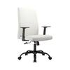 Front. LeisureMod - Evander Leather Office Chair Aluminum Frame with Adjustable Height, Swivel, Ergonomic Desk Chair - White.