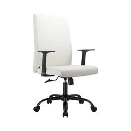 LeisureMod - Evander Leather Office Chair Aluminum Frame with Adjustable Height, Swivel, Ergonomic Desk Chair - White