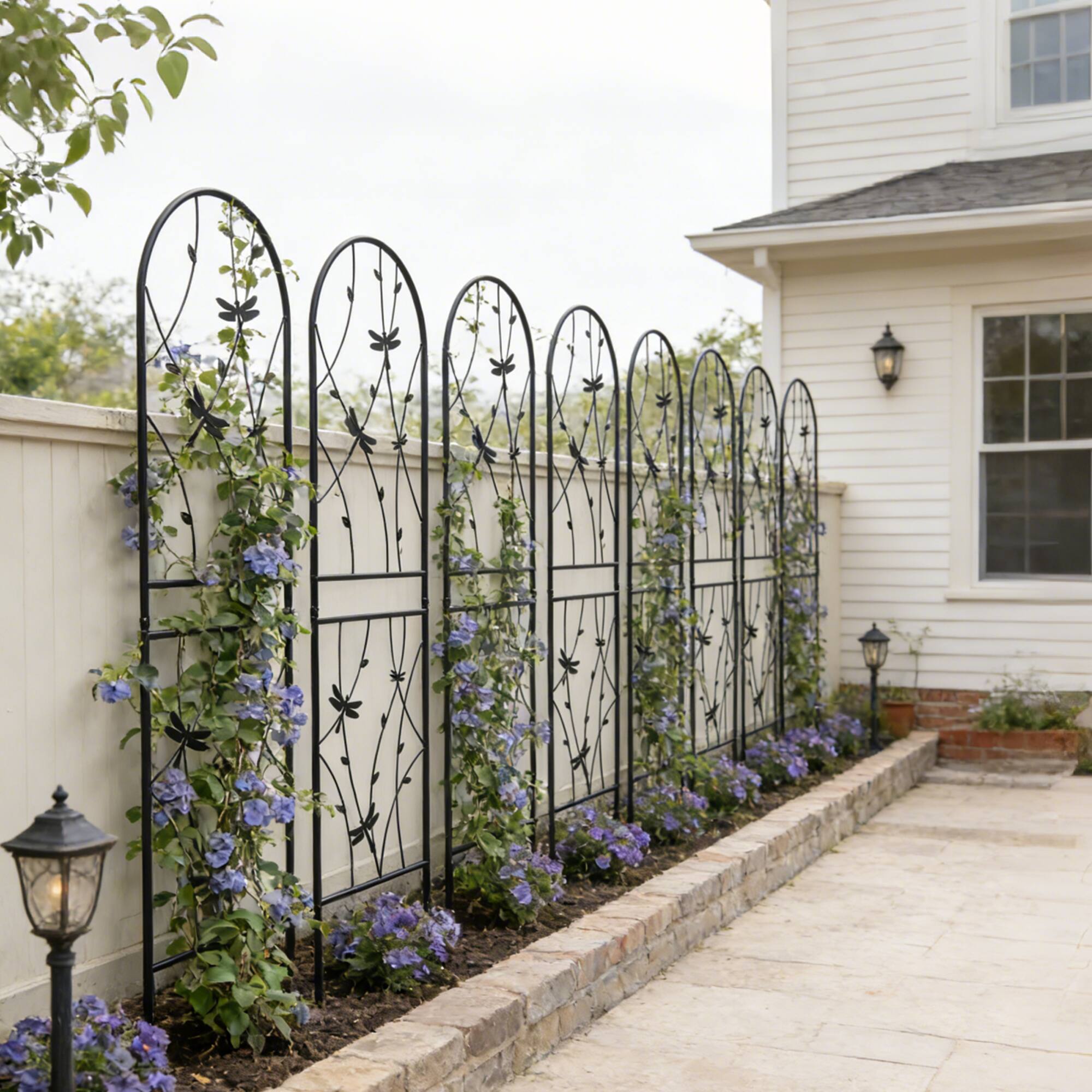 Alt View 2. Loheer - Rustproof Metal Garden Trellis Set, 5.9 ft x 1.64 ft Climbing Plant Support for Outdoor Decor, 2 Pack - Black.