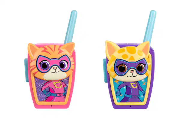 Front. eKids - Super Kitties Walkie Talkies for Kids, Two Way Radios for Indoor or Outdoor Games - Multicolor.