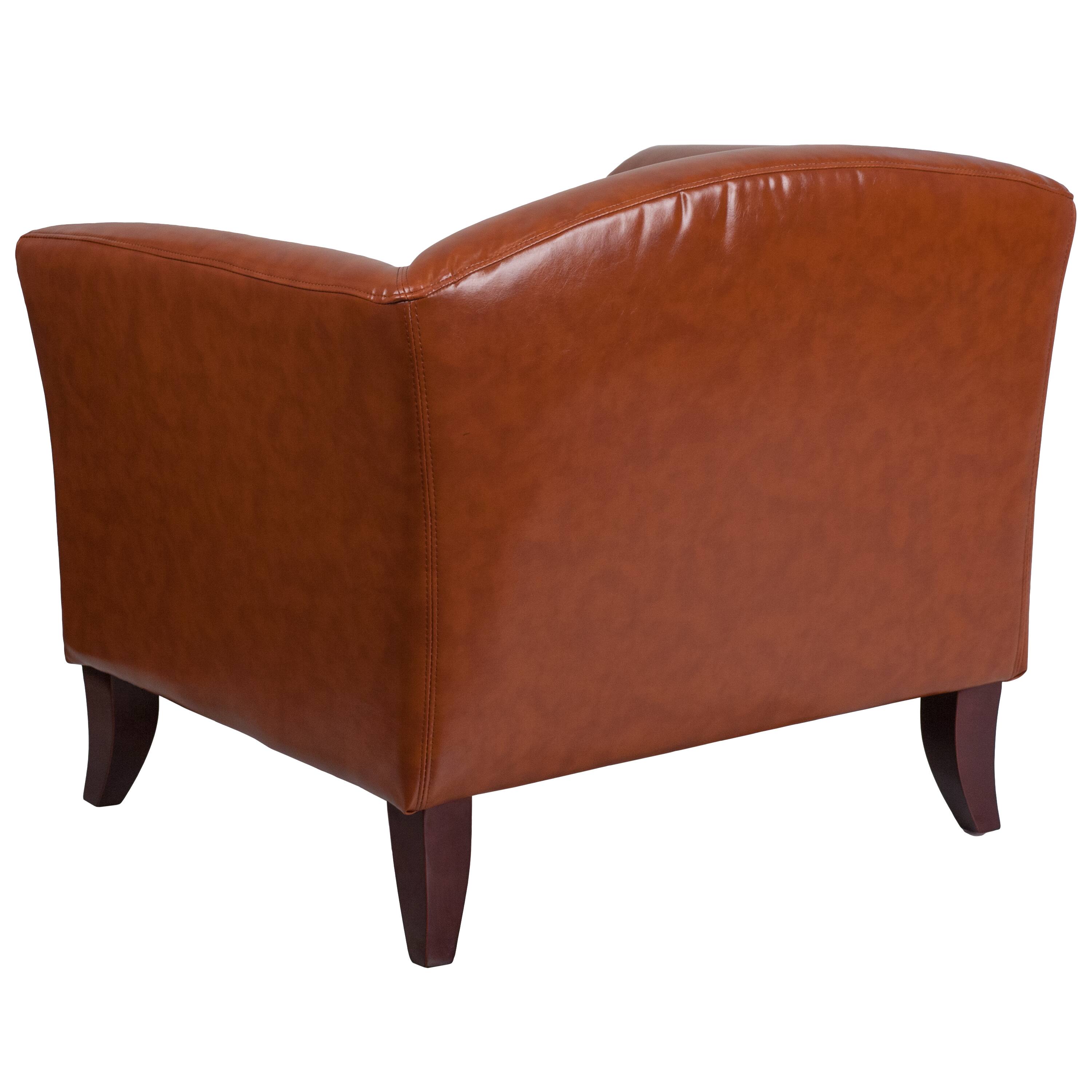Alt View 5. Emma + Oliver - LeatherSoft Living Room/Reception Chair with Cherry Wood Feet - Cognac.