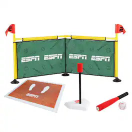 ESPN - Batting Tee for Kids Includes Foam Ball, Tee Ball Bat, and Home Run Fence - Red