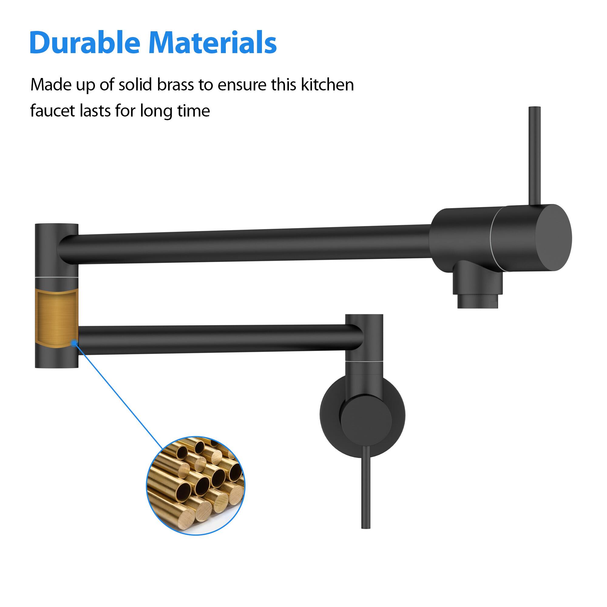 Durable Materials

Made up of solid brass to ensure this kitchen faucet lasts for a long time