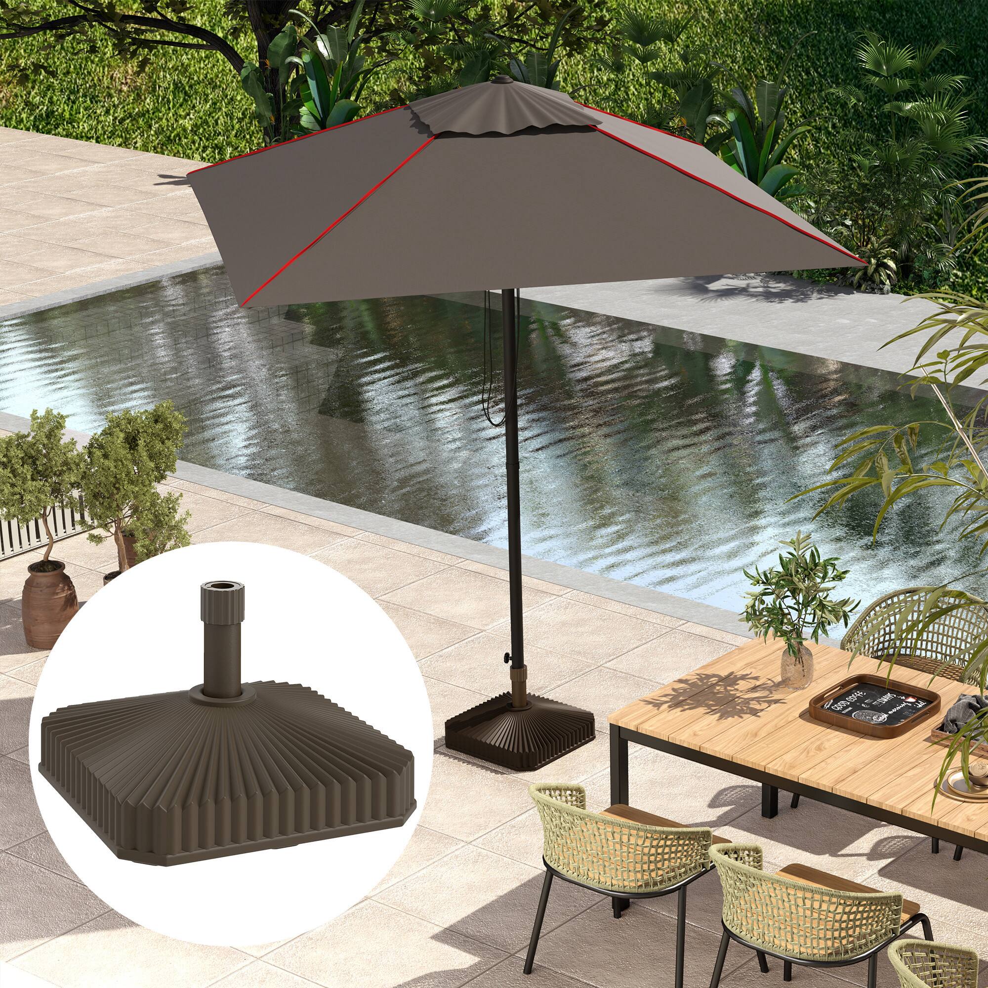 Alt View 5. Outsunny - Square Patio Umbrella Base Holder, Heavy Duty Outdoor Umbrella Stand Base, Filled Up to 42lbs with Stand or 33lbs - Brown.