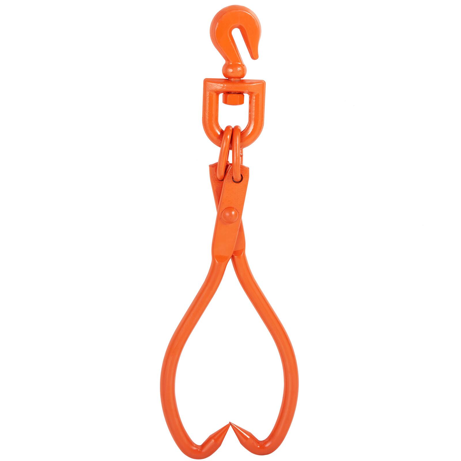 Alt View 5. VEVOR - Log Skidding Tongs, 18 inch 2 Claw Log Lifting Tongs, Heavy Duty Rotating Steel Lumber Skidding Tongs - Orange.