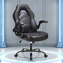 Sweet - Gaming Chair Office Desk Leather Ergonomic Computer Chairs for Adults, Teens - Black