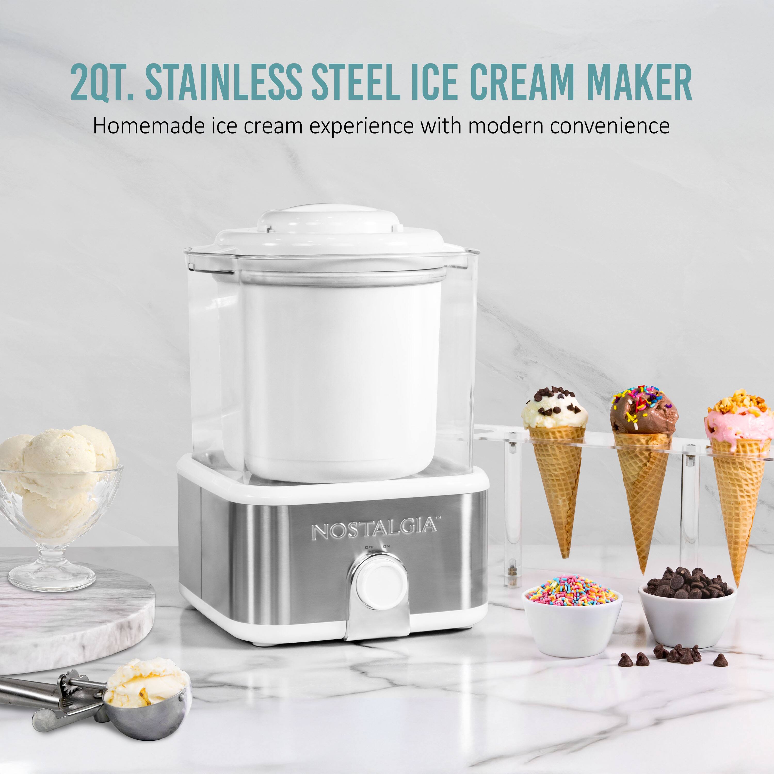 2QT. STAINLESS STEEL ICE CREAM MAKER  
Homemade ice cream experience with modern convenience  
NOSTALGIA