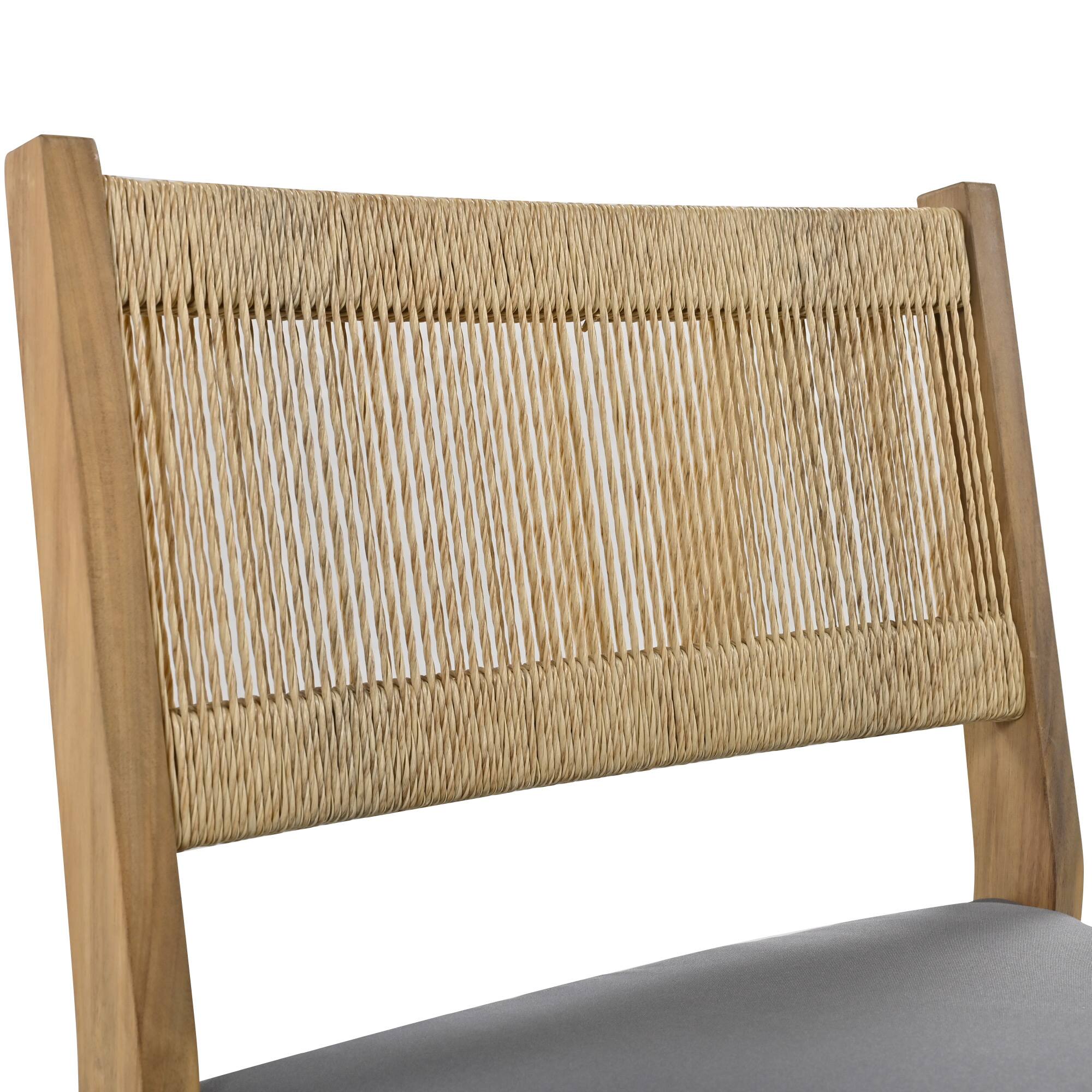 Alt View 6. Mondawe - Outdoor Acacia Wood Dining Table and Chair Set with Thick Cushions - Brown+Gray.