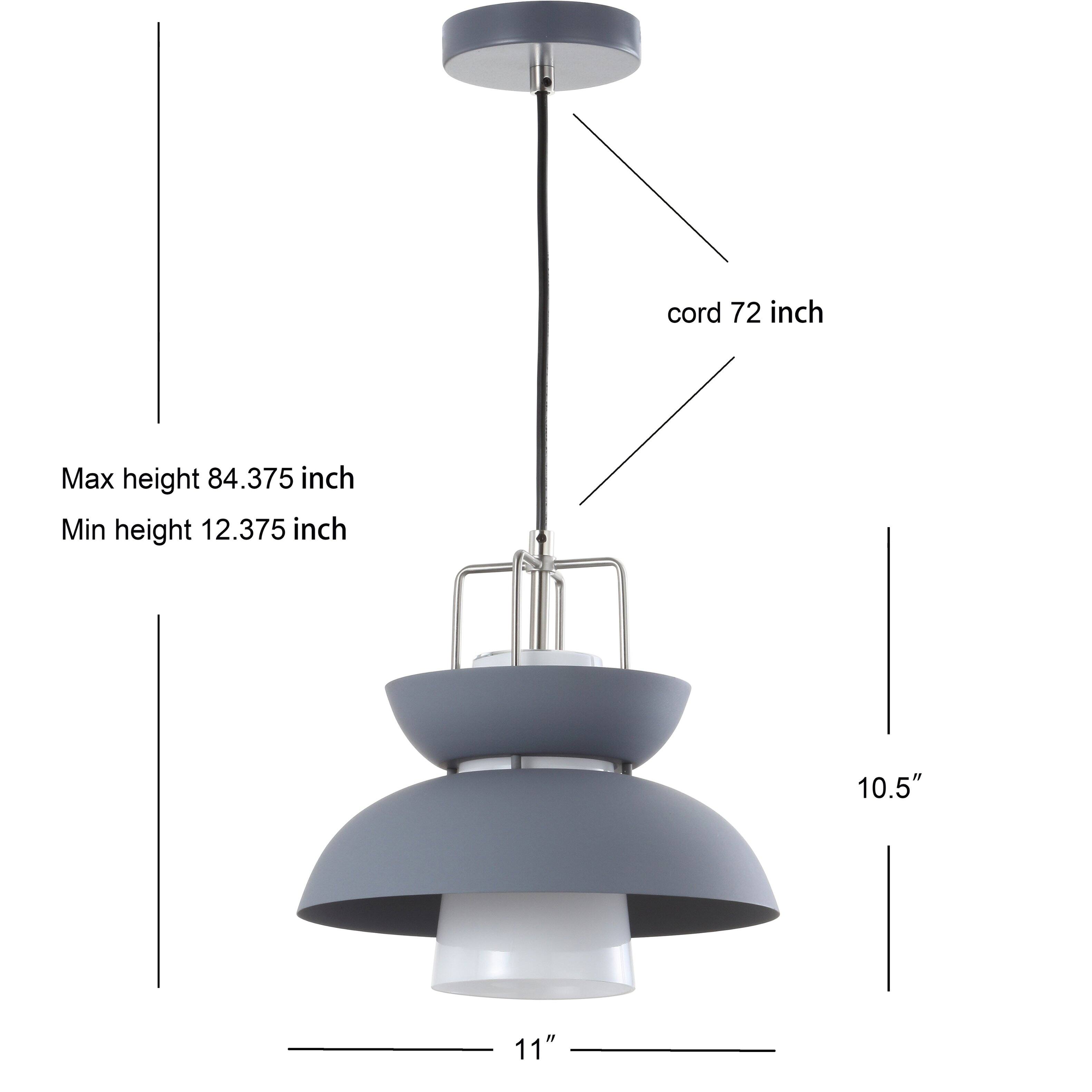 cord 72 inch  
Max height 84.375 inch  
Min height 12.375 inch  
10.5"  
11"