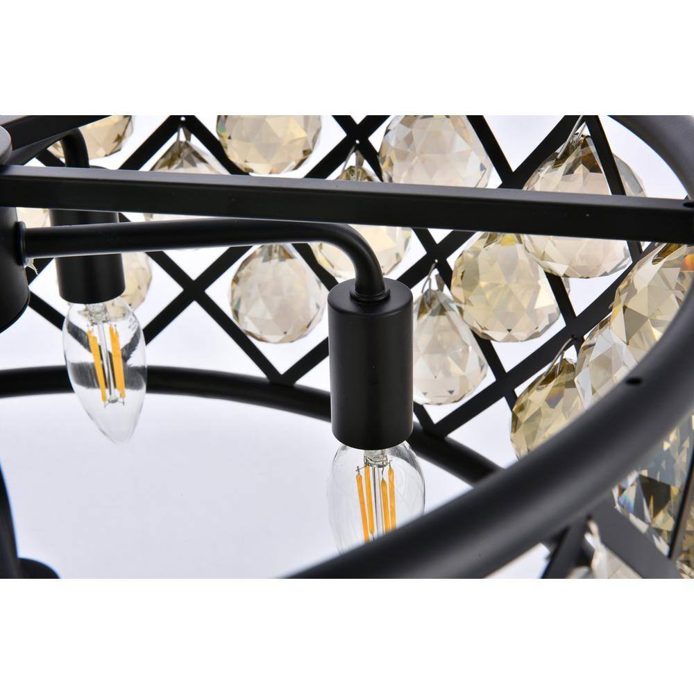 Alt View 1. Urban Classic - Madison 5 light Matte Black Chandelier Golden Teak (Smoky) Royal Cut Crystal - Matte Black.