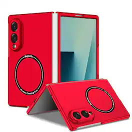 Dteck - for Samsung Galaxy Z Fold8 Case,Slim Matte PC Phone Cover,Mag Safe Compatible,Magnetic Folding Shockproof Cover - Red