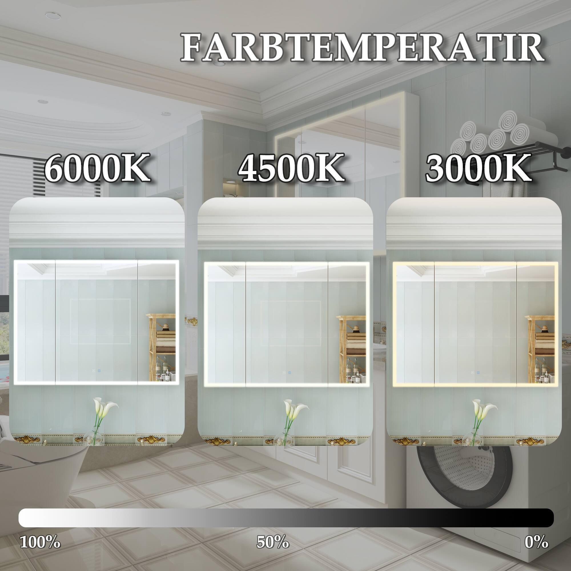 FARBTENPERATIR  
6000K 4500K 3000K  
100% 50% 0%
