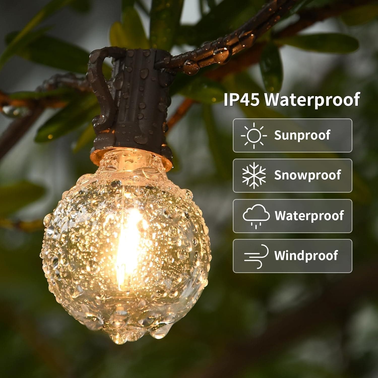 IP45 Waterproof  
Sunproof  
Snowproof  
Waterproof  
Windproof