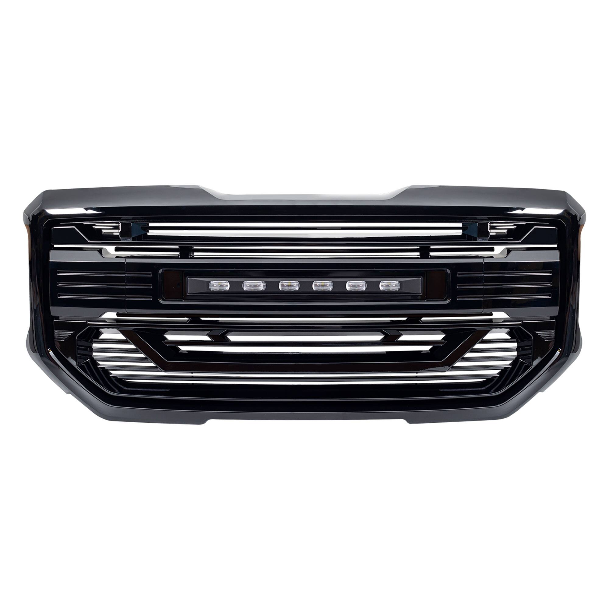 Alt View 7. AMERICAN MODIFIED - AMERICAN MODIFIED Armor Grille for 2016 to 2018 GMC Sierra 1500, Glossy Black - Glossy Black.