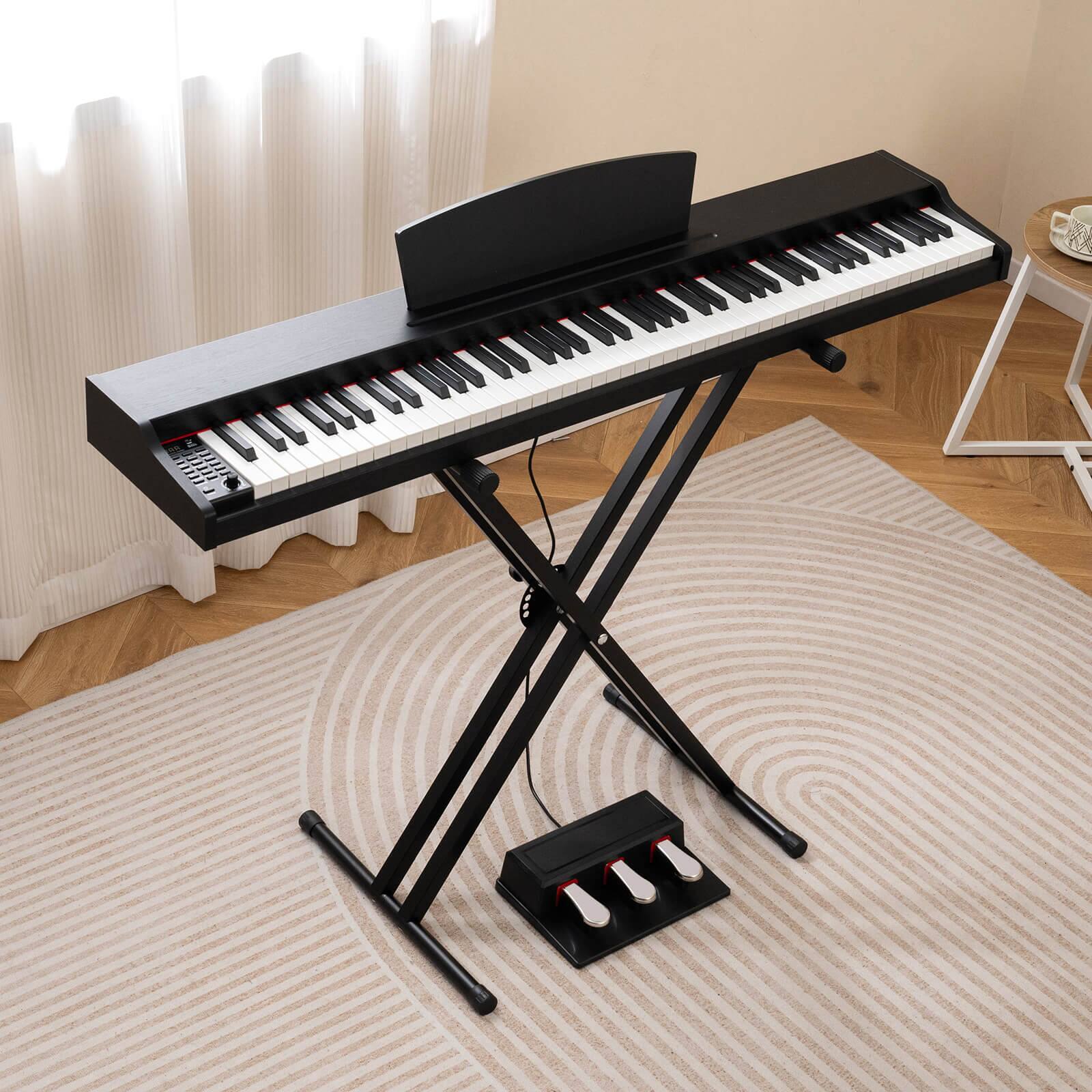 Alt View 1. Costway - Costway 88-Key Keyboard Piano Set with Adjustable Stand & 2 Keyboard Mode 2 Speakers - Black.