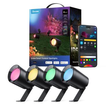 Govee Smart Outdoor Spotlights
4 Pack
IP65
Waterproof
20,000 mAh
for LED Lanterns
APP Control
Outdoor
Works with
Google Home
Waterproof Rating
Govee Smart Outdoor Spotlights
Outdoor
matter
Works with
Google Home
Waterproof Rating