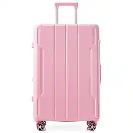 HTUTWOO - Hardshell Luggage - 24-inch Expandable Checked Suitcase, Lightweight Durable ABS, Double Wheels - Pink