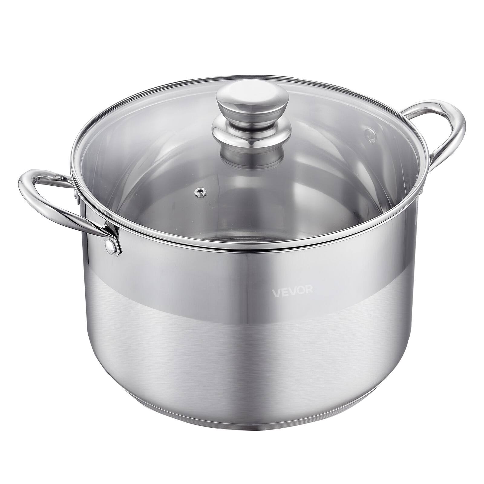 Alt View 5. VEVOR - Stainless Steel Stock Pot, 12-Quart Stainless Steel Stockpot with Glass Lid, PFOA-Free, PFAS-Free, Compatible with Gas - Silver.