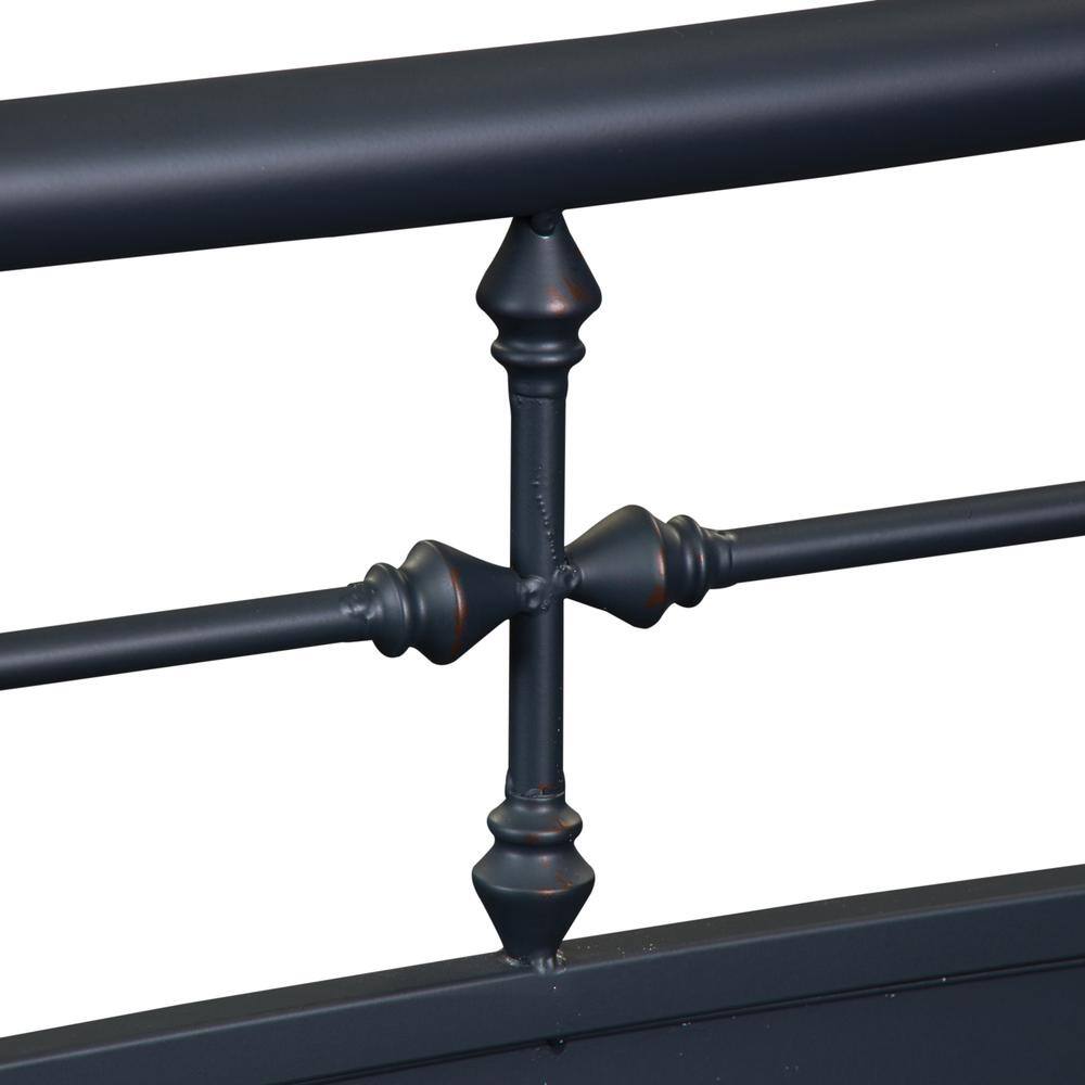 Alt View 1. Liberty Furniture Industries - Vintage Series Full Metal Headboard - Navy in Distressed Metal - Black.