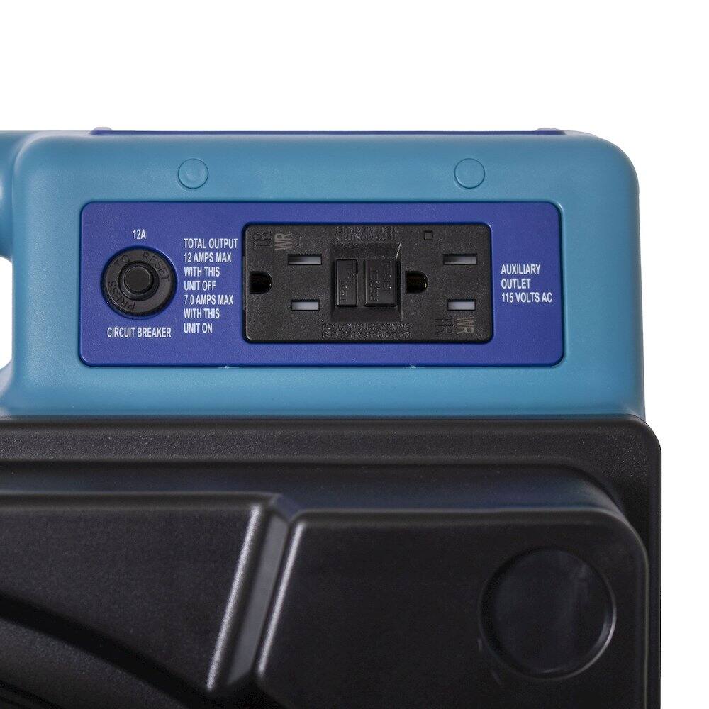 12A TOTAL OUTPUT  
12 AMPS MAX WITH THIS UNIT OFF  
7.0 AMPS MAX WITH THIS UNIT ON  
CIRCUIT BREAKER  

AUXILIARY OUTLET  
115 VOLTS AC