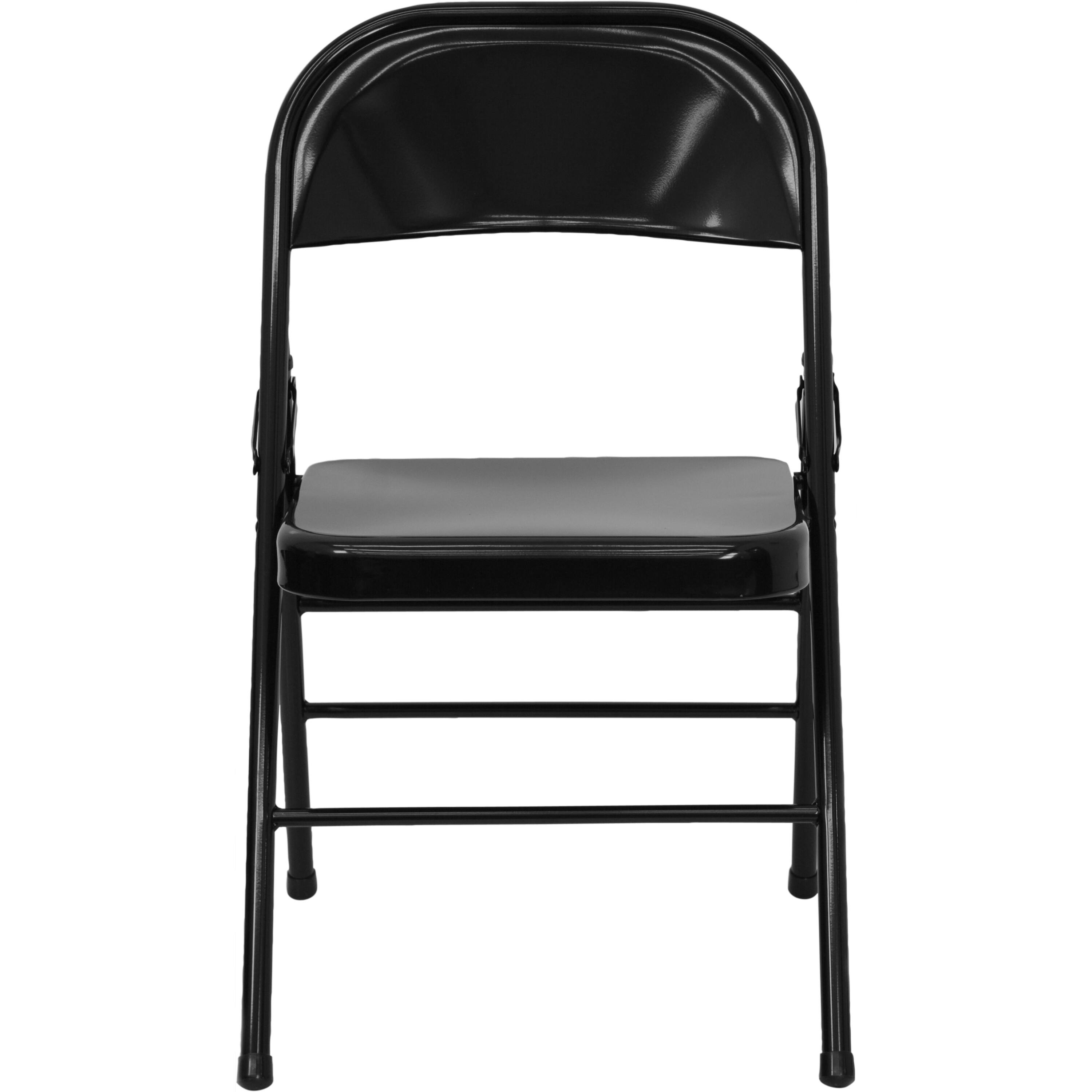 Alt View 4. Emma + Oliver - 4 Pack Triple Braced & Double Hinged Metal Folding Chair - Black.