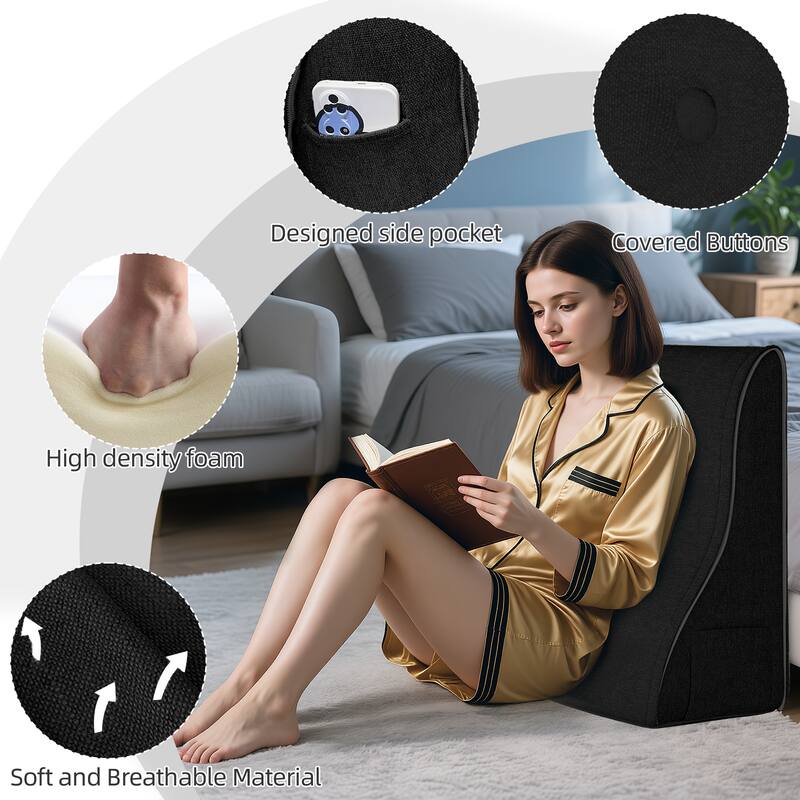 Designed side pocket, Covered buttons, High density foam, Soft and Breathable Material