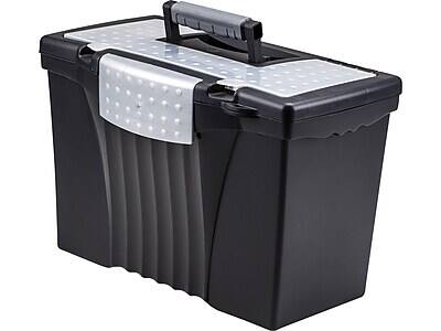 Front. Storex - Storex File Storage Box with Organizer Lid, Letter/Legal Size, Black (61510U01C) - Black.