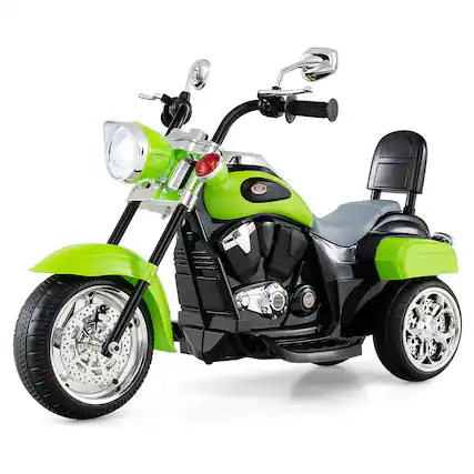 Front. Gymax - Gymax 6V Kids Ride On Chopper Motorcycle 3 Wheel Trike w/ Headlight & Horn Green - Green.