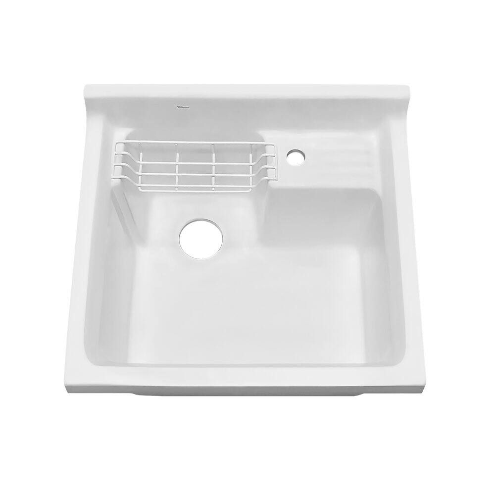 Left. Whitehaus - Vitreous China Single Bowl, Drop-in Sink - White.