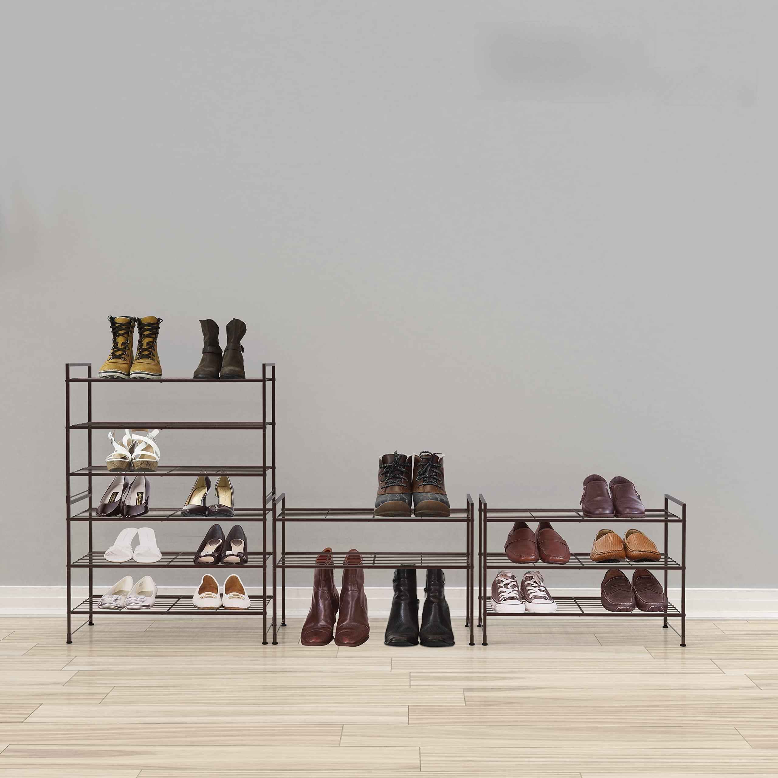 Alt View 4. Refined Abode Design - Shoe Rack Storage Shelf Rack Space Small Stylish Home Household Essential Item Solution Design - Silver Mesh Panel.