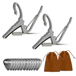 5 CORE - Guitar Capo Pair Quick Change Acoustic Electric String Clip Banjo Mandolin Or Ukulele - Silver
