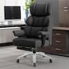 Front. KERDOM - Big Tall Executive PU Leather Chair with Footrest & Lumbar Pillow, High Back Reclining Office Chair, Swivel Boss Chair - Black.