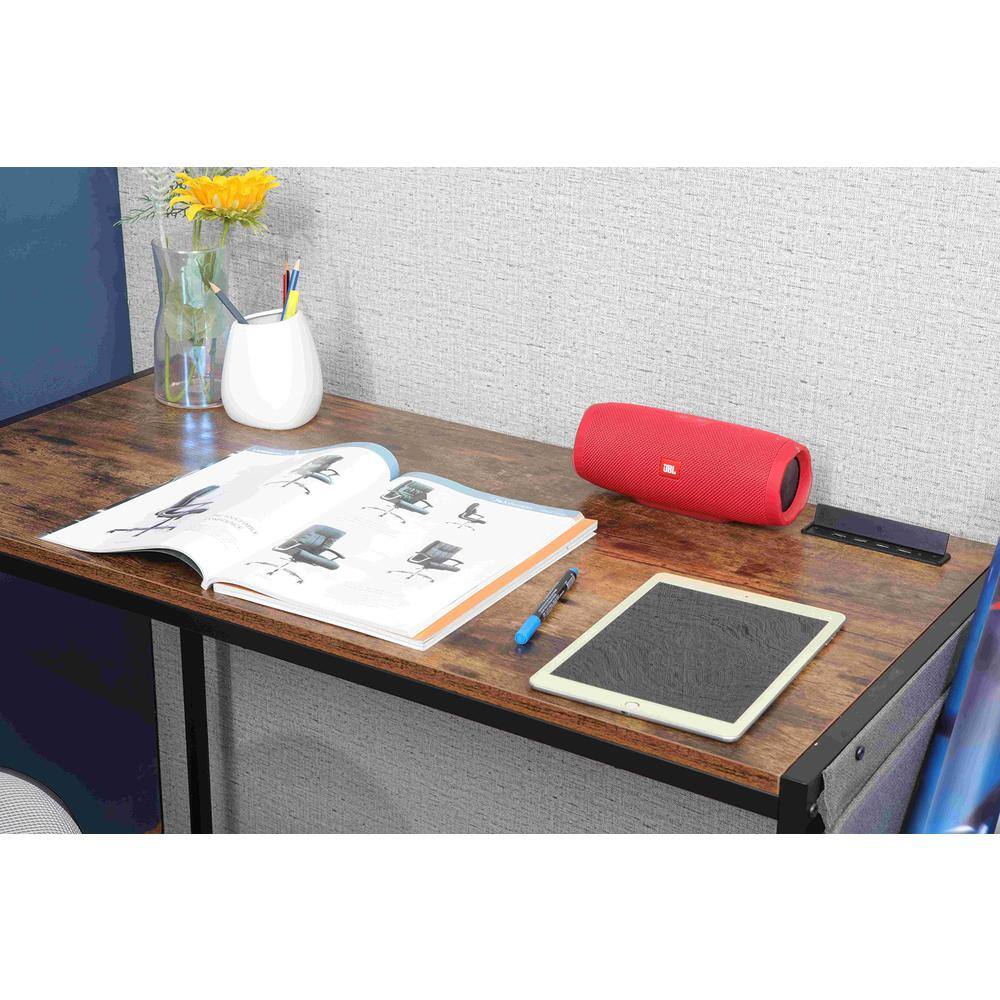 Alt View 2. JJS - Small Computer Desk Simple Style Writing Desk - Rusticbrown/Black.