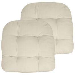Sweet Home Collection - Patio Cushions Indoor/Outdoor Chair Pads Tufted 19" x 19", 2-Pack - Cream