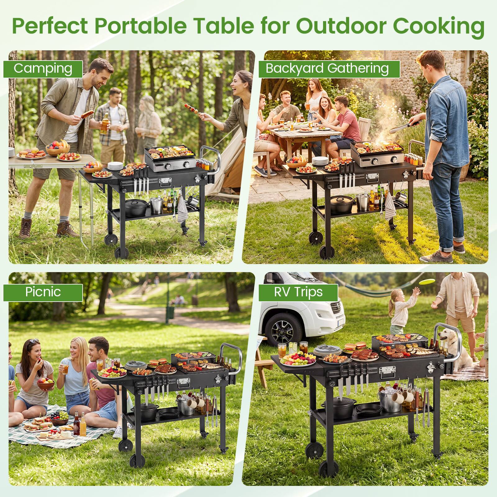 Perfect Portable Table for Outdoor Cooking Camping Backyard Gathering Picnic RV Trips